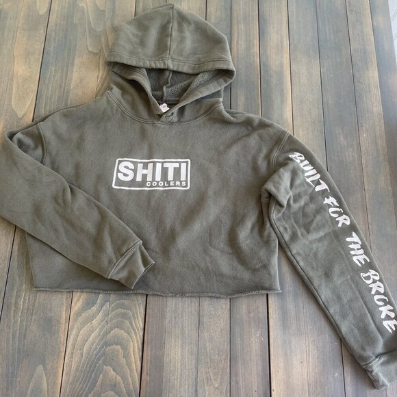 Shiti Coolers “For the Broke” Cut Off Cropped Women’s Hoodie - Size Small (J8) - Picture 1 of 7